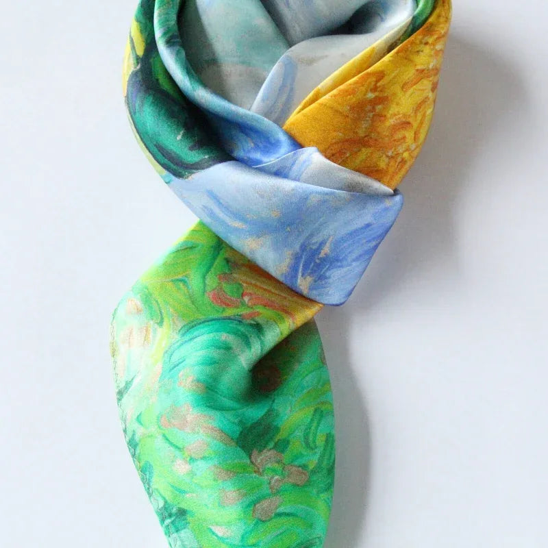 Oil Paint Silk Scarf| A Wheatfield with Cypresses - Vshine Silk and Shine 