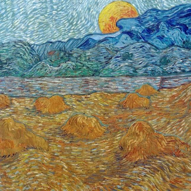 Oil Paint Silk Scarf| Evening Landscape with Rising Moon - Vshine Silk and Shine 