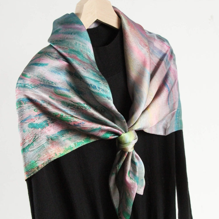 Oil Paint Silk Scarf| Sunset At Pourville Open Sea - Vshine Silk and Shine 