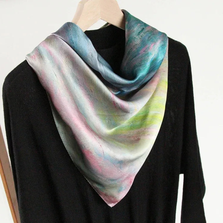 Oil Paint Silk Scarf| Sunset At Pourville Open Sea - Vshine Silk and Shine 