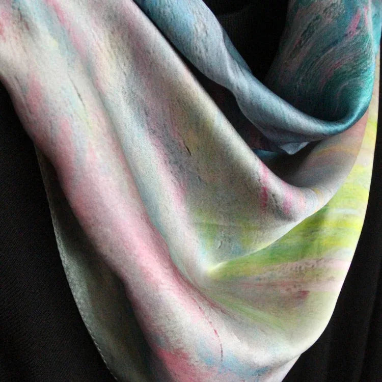 Oil Paint Silk Scarf| Sunset At Pourville Open Sea - Vshine Silk and Shine 