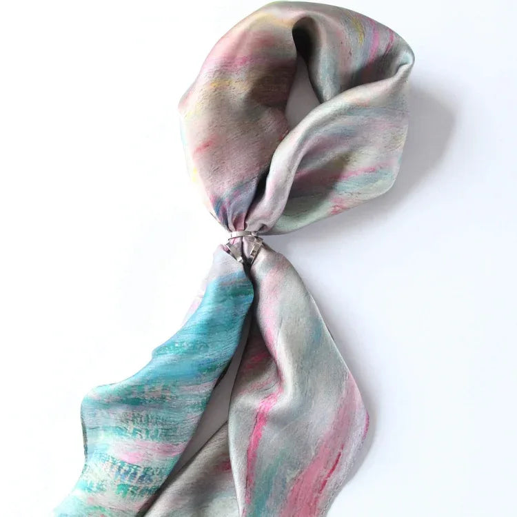 Oil Paint Silk Scarf| Sunset At Pourville Open Sea - Vshine Silk and Shine 