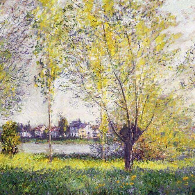 Oil Paint Silk Scarf| Willows of Vetheuil - Vshine Silk and Shine 