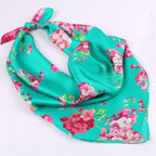 Small Square Silk Scarf|Versatile|Blossom Green - Vshine Silk and Shine 
