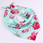 Small Square Silk Scarf|Versatile|Blossom Blue - Vshine Silk and Shine 