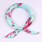 Small Square Silk Scarf|Versatile|Blossom Blue - Vshine Silk and Shine 