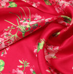 Small Square Silk Scarf|Versatile|Blossom Red - Vshine Silk and Shine 