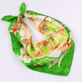 Small Square Silk Scarf|Versatile|Lily Green - Vshine Silk and Shine 