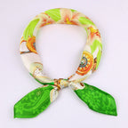 Small Square Silk Scarf|Versatile|Lily Green - Vshine Silk and Shine 