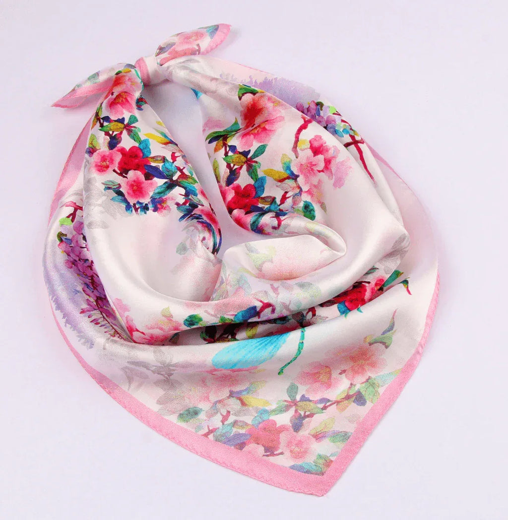 Small Square Silk Scarf|Versatile|Pink Delight - Vshine Silk and Shine 