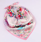 Small Square Silk Scarf|Versatile|Pink Delight - Vshine Silk and Shine 