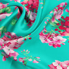Small Square Silk Scarf|Versatile|Blossom Green - Vshine Silk and Shine 