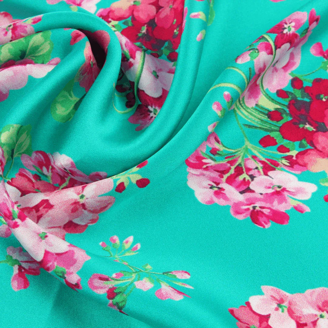 Small Square Silk Scarf|Versatile|Blossom Green - Vshine Silk and Shine 