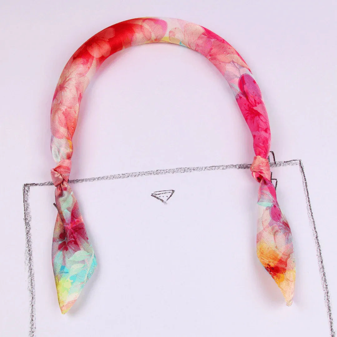 Small Square Silk Scarf|Versatile|Red Pastel - Vshine Silk and Shine 