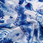 Small Square Silk Scarf|Versatile|Rose blue - Vshine Silk and Shine 