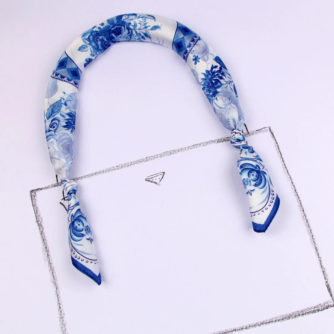 Small Square Silk Scarf|Versatile|Rose blue - Vshine Silk and Shine 