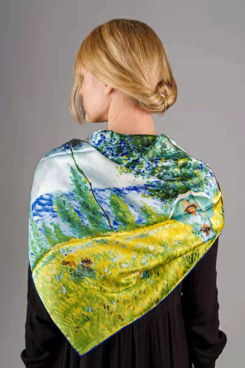 Oil Paint Silk Scarf| Oil Paint Spring Field - Vshine Silk and Shine 