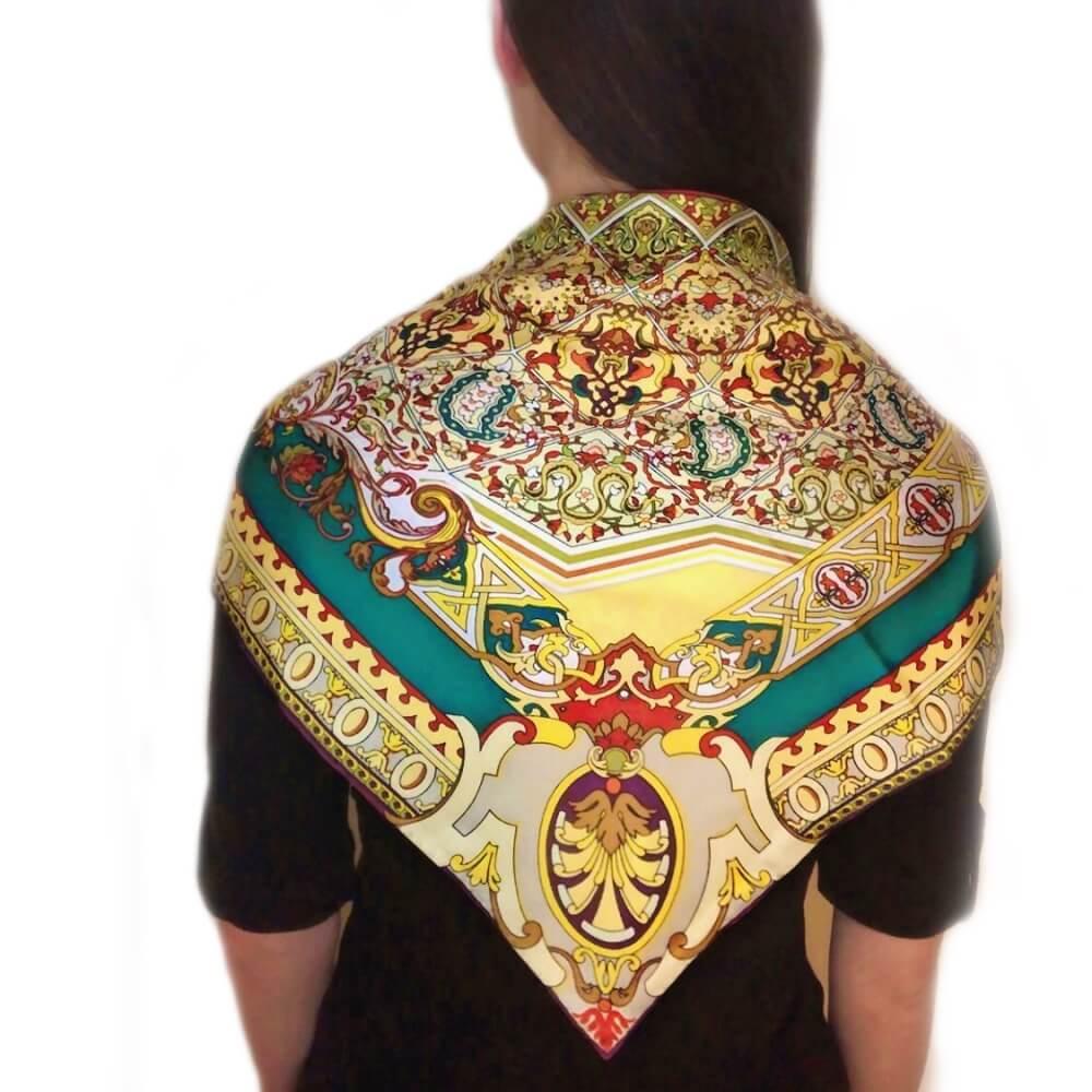 Large Square Silk Scarf 14 Momme Silk Twil Gold - Vshine Silk and Shine 