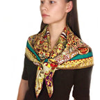 Large Square Silk Scarf 14 Momme Silk Twil Gold - Vshine Silk and Shine 