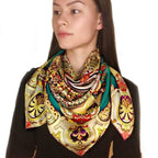 Large Square Silk Scarf 14 Momme Silk Twil Gold - Vshine Silk and Shine 