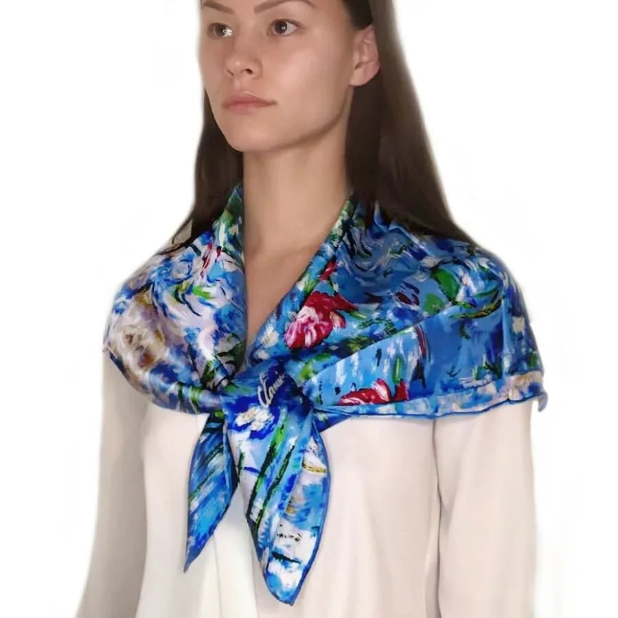 Oil Paint Silk Scarf| Oil Paint Water Lily - Vshine Silk and Shine 