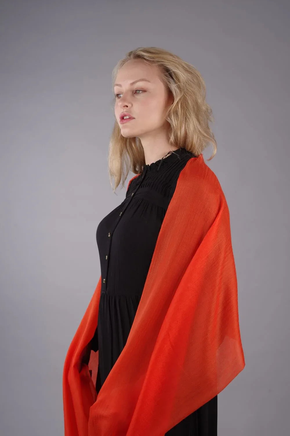 Extra Large Finest Cashmere Shawl Orange - Vshine Silk and Shine 
