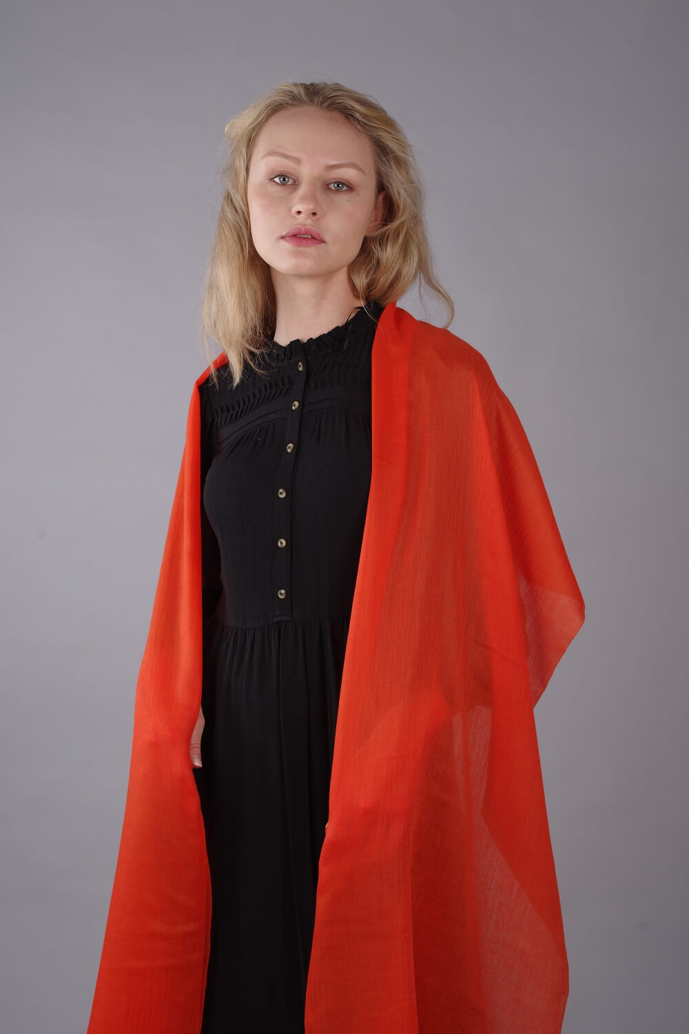 Extra Large Finest Cashmere Shawl Orange - Vshine Silk and Shine 