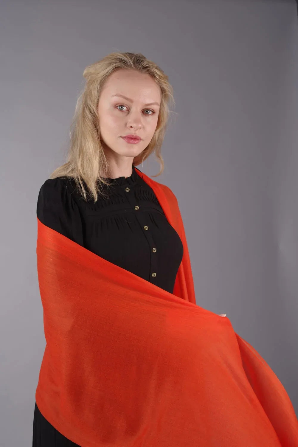 Extra Large Finest Cashmere Shawl Orange - Vshine Silk and Shine 
