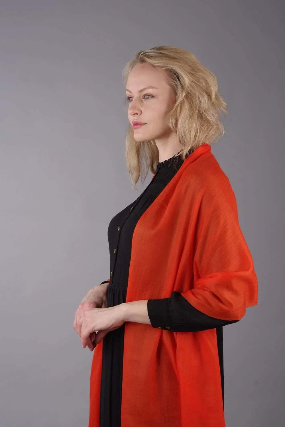 Extra Large Finest Cashmere Shawl Orange - Vshine Silk and Shine 