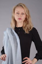 Extra Large Finest Cashmere Shawl Baby Blue - Vshine Silk and Shine 