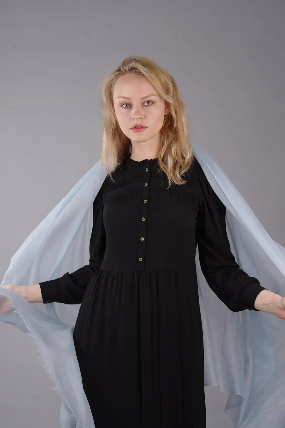 Extra Large Finest Cashmere Shawl Baby Blue - Vshine Silk and Shine 