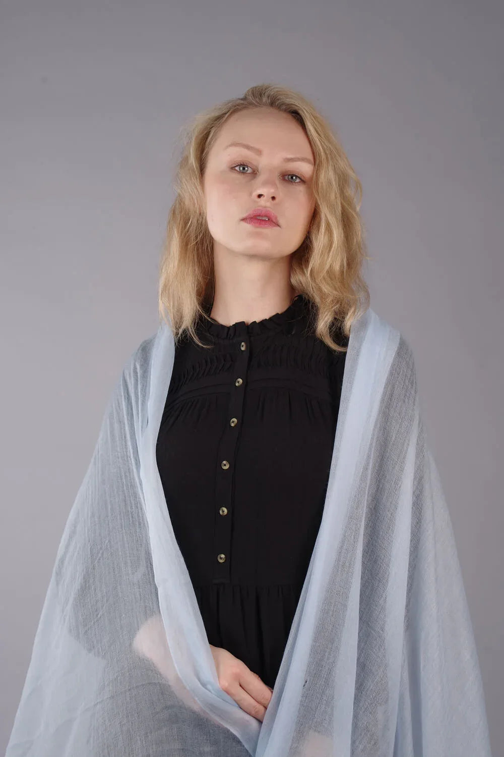 Extra Large Finest Cashmere Shawl Baby Blue - Vshine Silk and Shine 