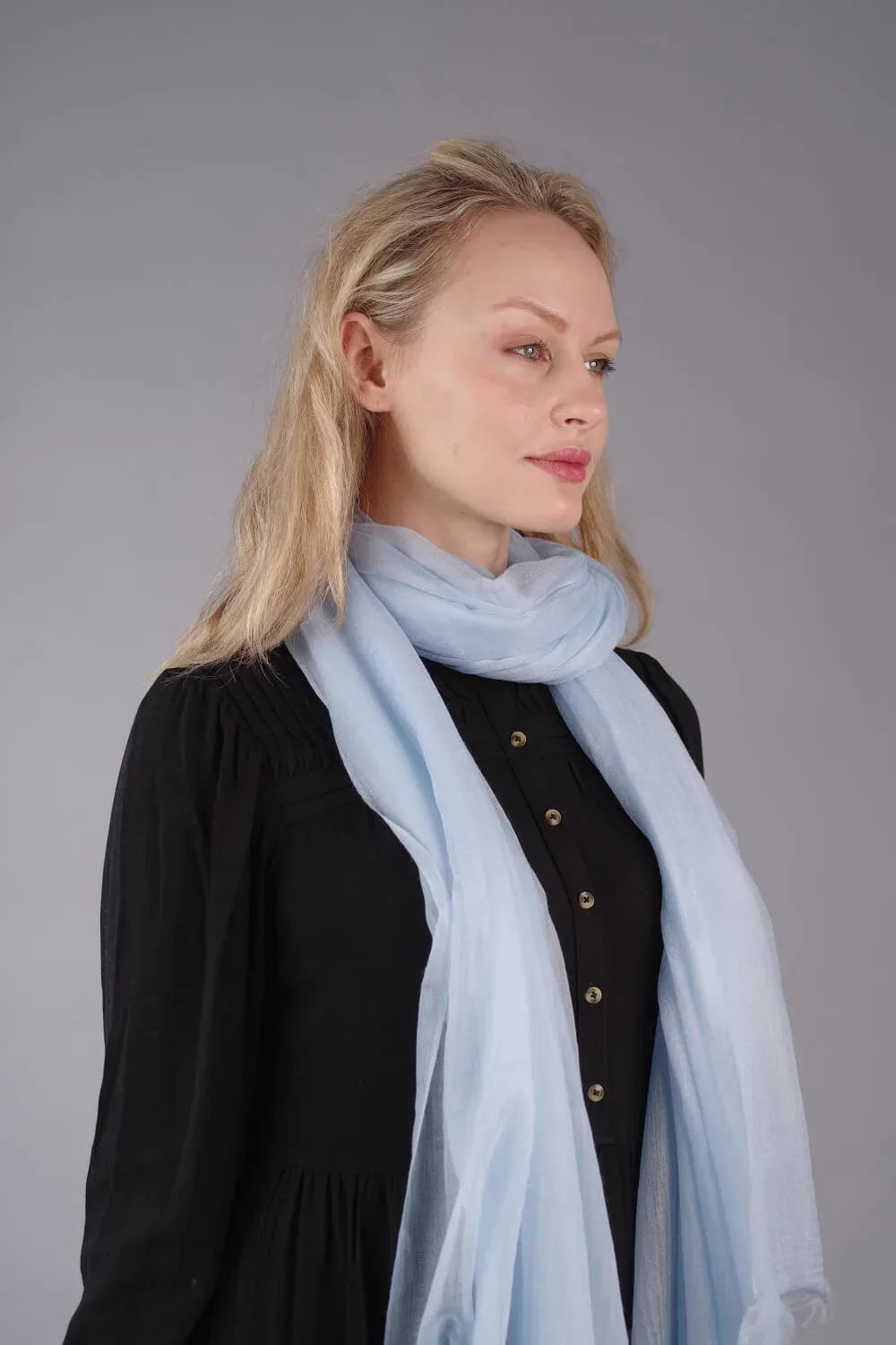 Extra Large Finest Cashmere Shawl Baby Blue - Vshine Silk and Shine 