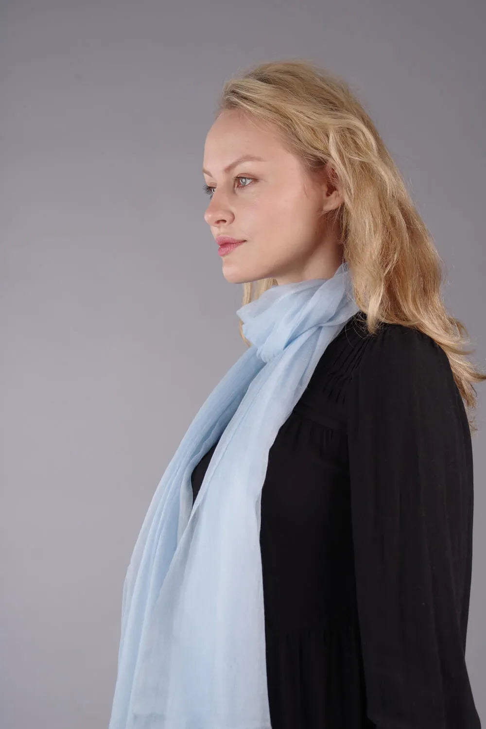 Extra Large Finest Cashmere Shawl Baby Blue - Vshine Silk and Shine 
