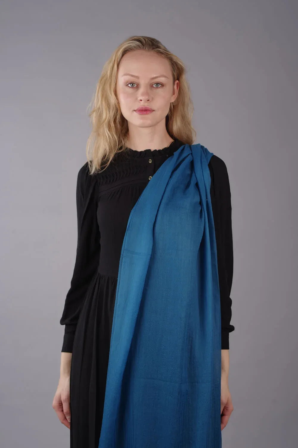 Extra Large Finest Cashmere Shawl Peacock Blue - Vshine Silk and Shine 