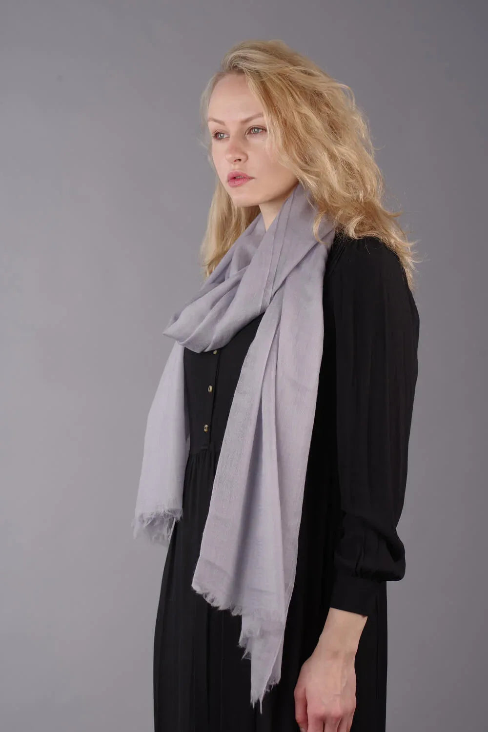 Extra Large Finest Cashmere Shawl Silver - Vshine Silk and Shine 