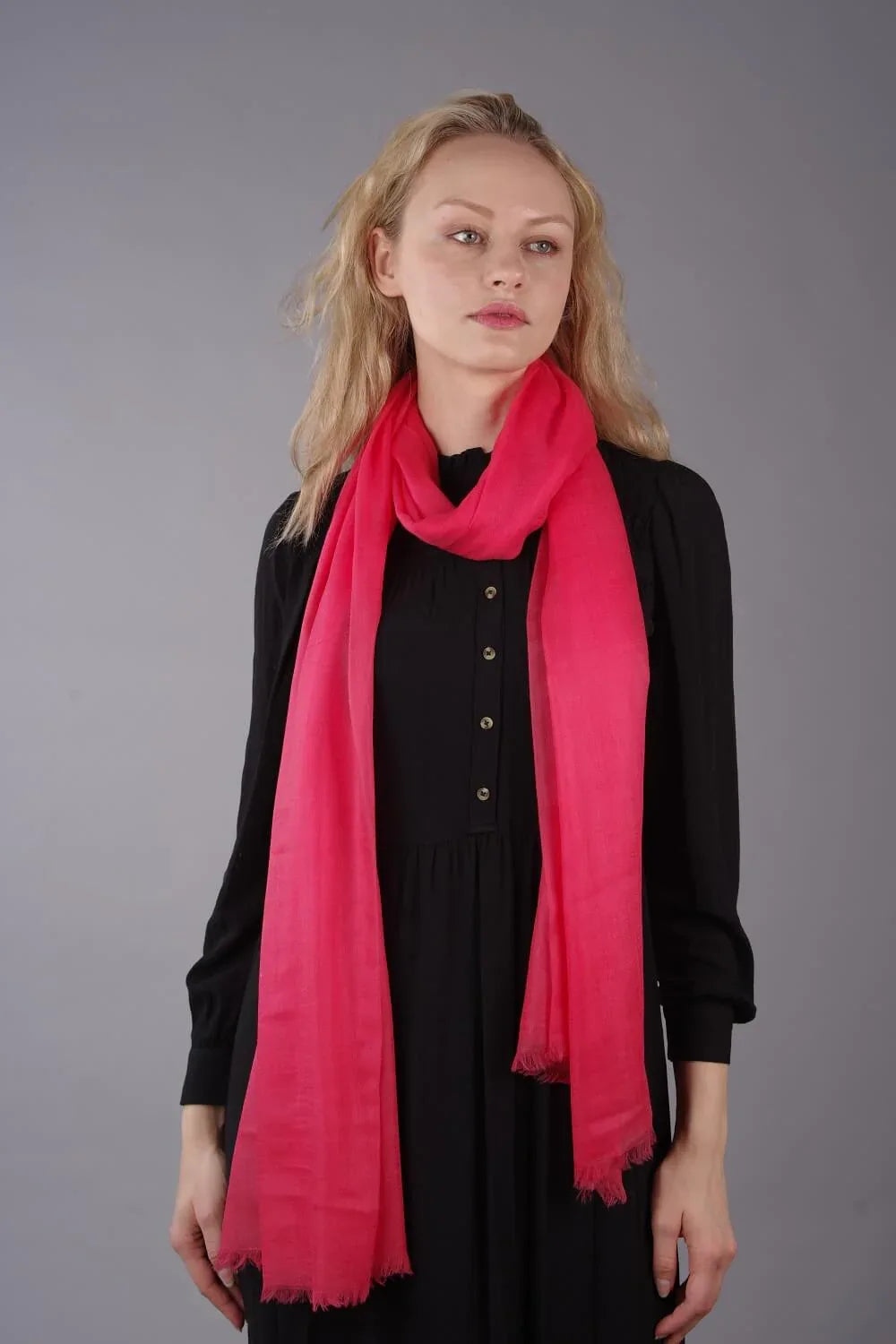 Extra Large Finest Cashmere Shawl Watermelon Pink - Vshine Silk and Shine 