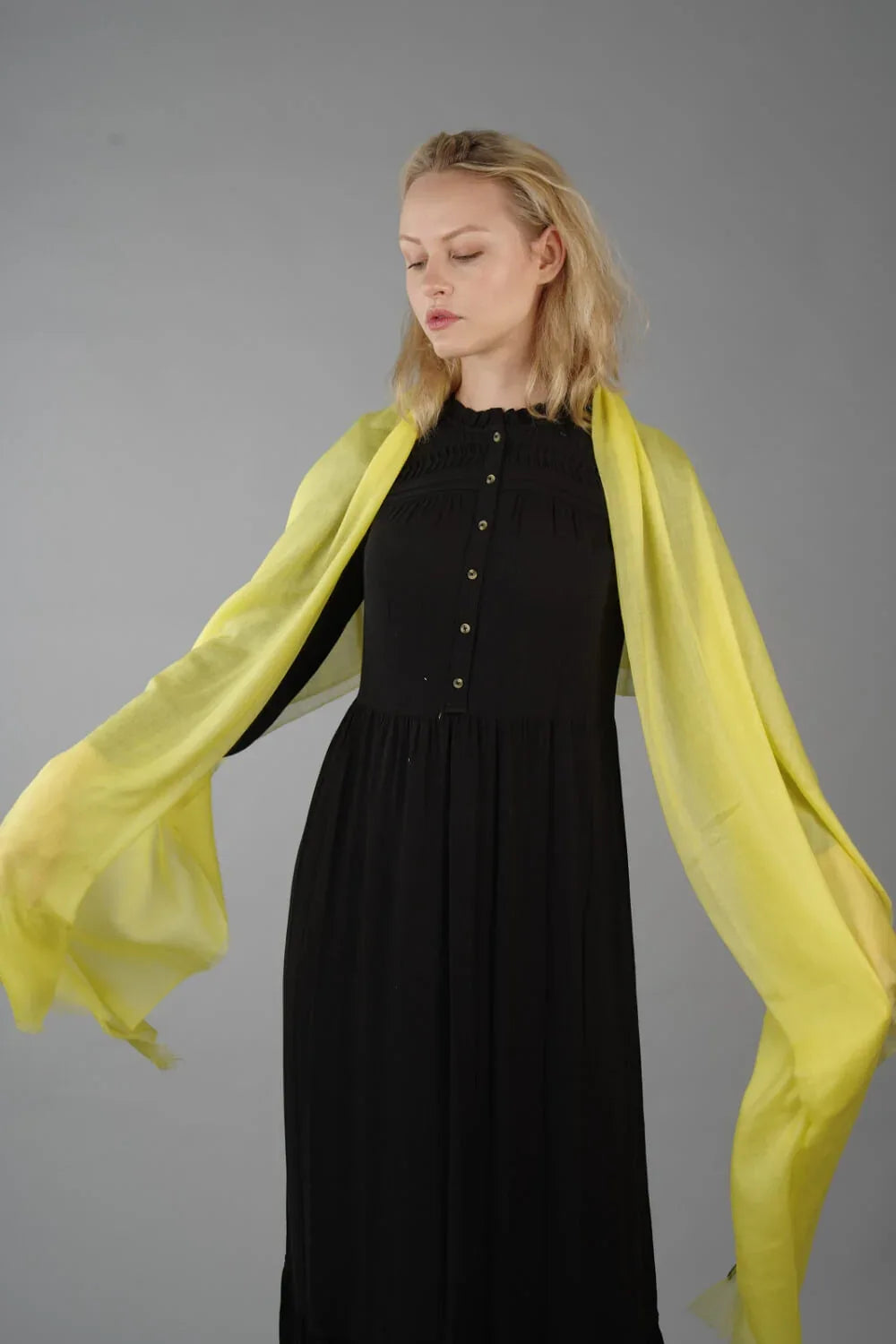 Extra Large Finest Cashmere Shawl Yellow - Vshine Silk and Shine 