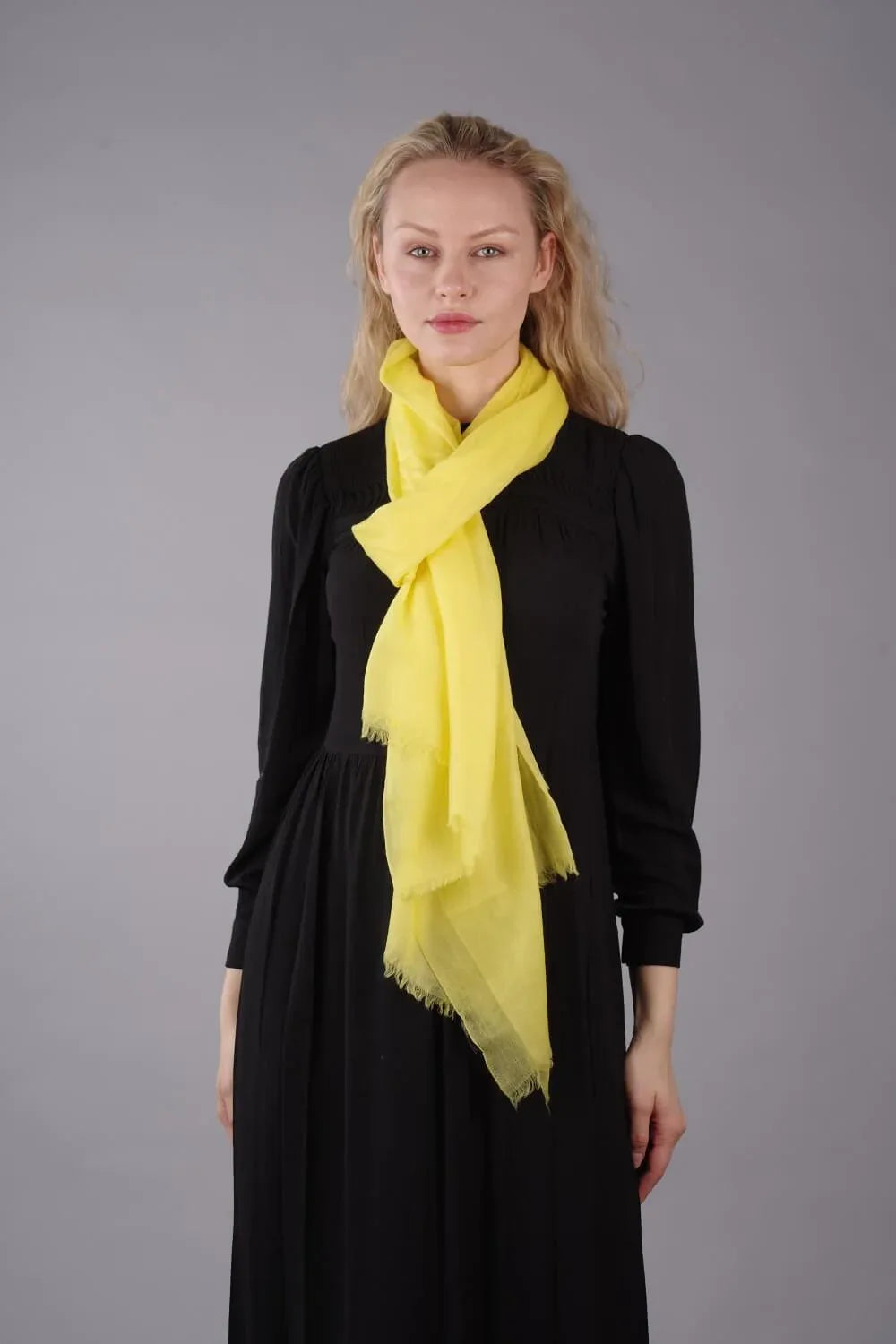 Extra Large Finest Cashmere Shawl Yellow - Vshine Silk and Shine 