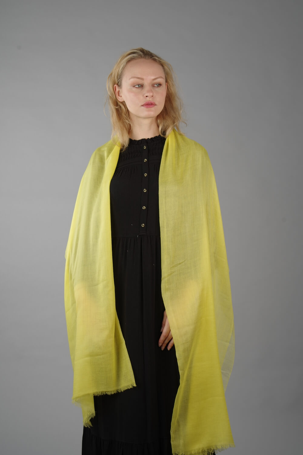 Extra Large Finest Cashmere Shawl Yellow - Vshine Silk and Shine 