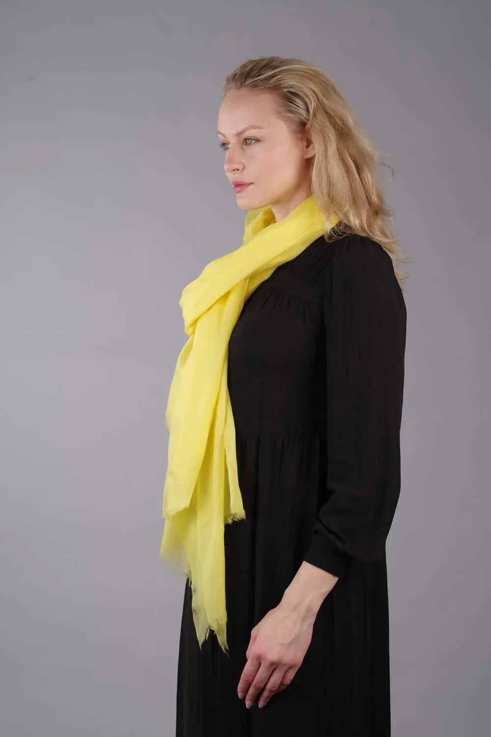 Extra Large Finest Cashmere Shawl Yellow - Vshine Silk and Shine 