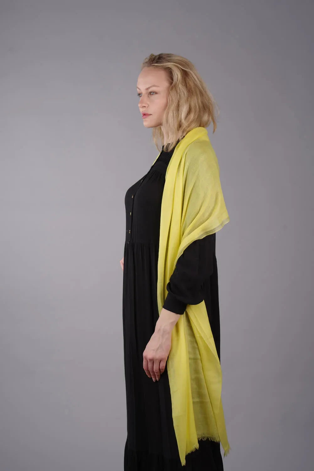 Extra Large Finest Cashmere Shawl Yellow - Vshine Silk and Shine 