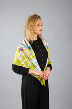 Limited Edition Hand Painted Silk Scarf| Yellow - Vshine Silk and Shine 