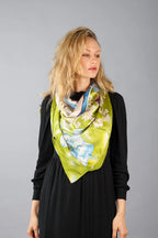 Limited Edition Hand Painted Silk Scarf| Yellow - Vshine Silk and Shine 
