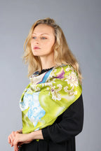 Limited Edition Hand Painted Silk Scarf| Yellow - Vshine Silk and Shine 