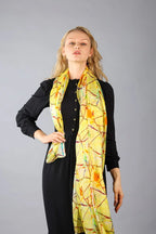 Rainbow Range| Large Silk Scarf Power of Web Yellow - Vshine Silk and Shine 
