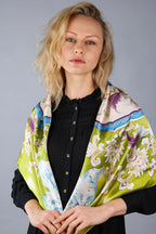 Limited Edition Hand Painted Silk Scarf| Yellow - Vshine Silk and Shine 