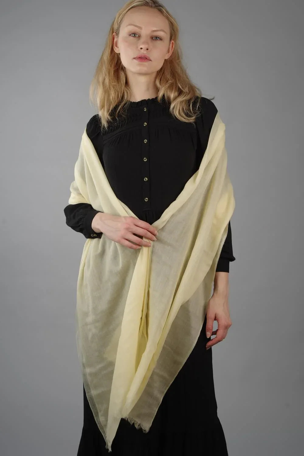 Extra Large Finest Cashmere Shawl Cream - Vshine Silk and Shine 