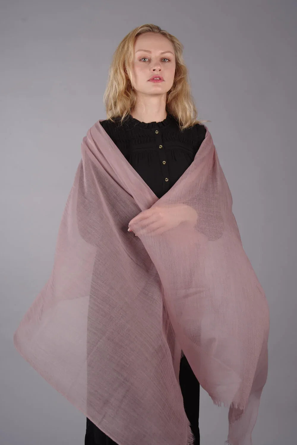 Extra Large Finest Cashmere Shawl Silver Pink - Vshine Silk and Shine 