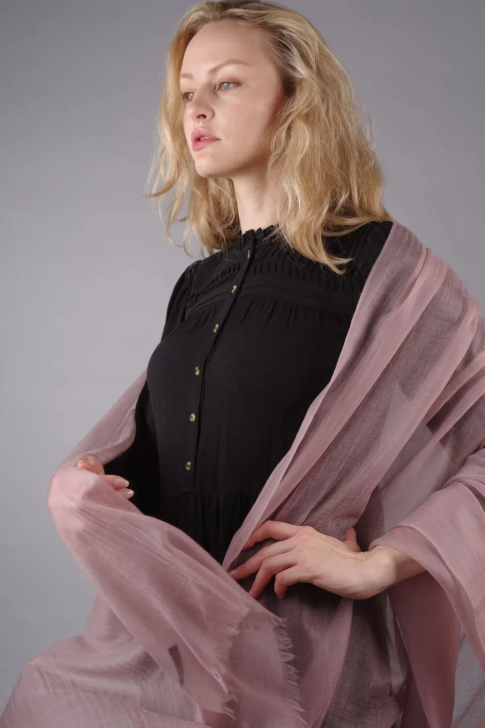 Extra Large Finest Cashmere Shawl Silver Pink - Vshine Silk and Shine 